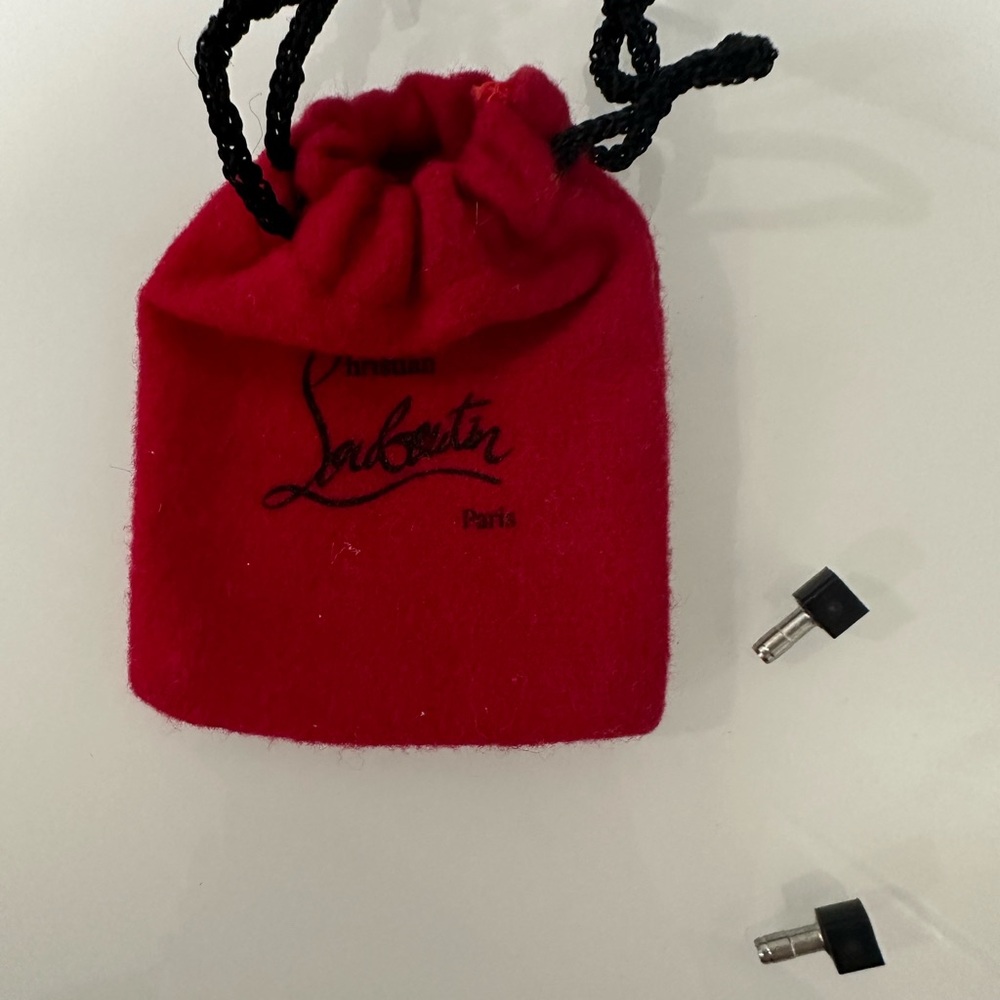Christian Louboutin Red Velvet Pouch with heel lids . bag and heel replacements